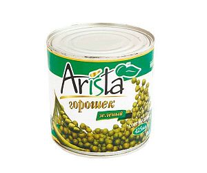 Горошек зеленый Arista из мозговых сортов консерв., 425мл/420г